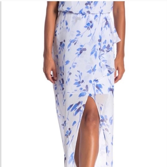 Nine West floral womens front slit dress half sleeve size 10 elastic waist NWOT - Picture 3 of 8